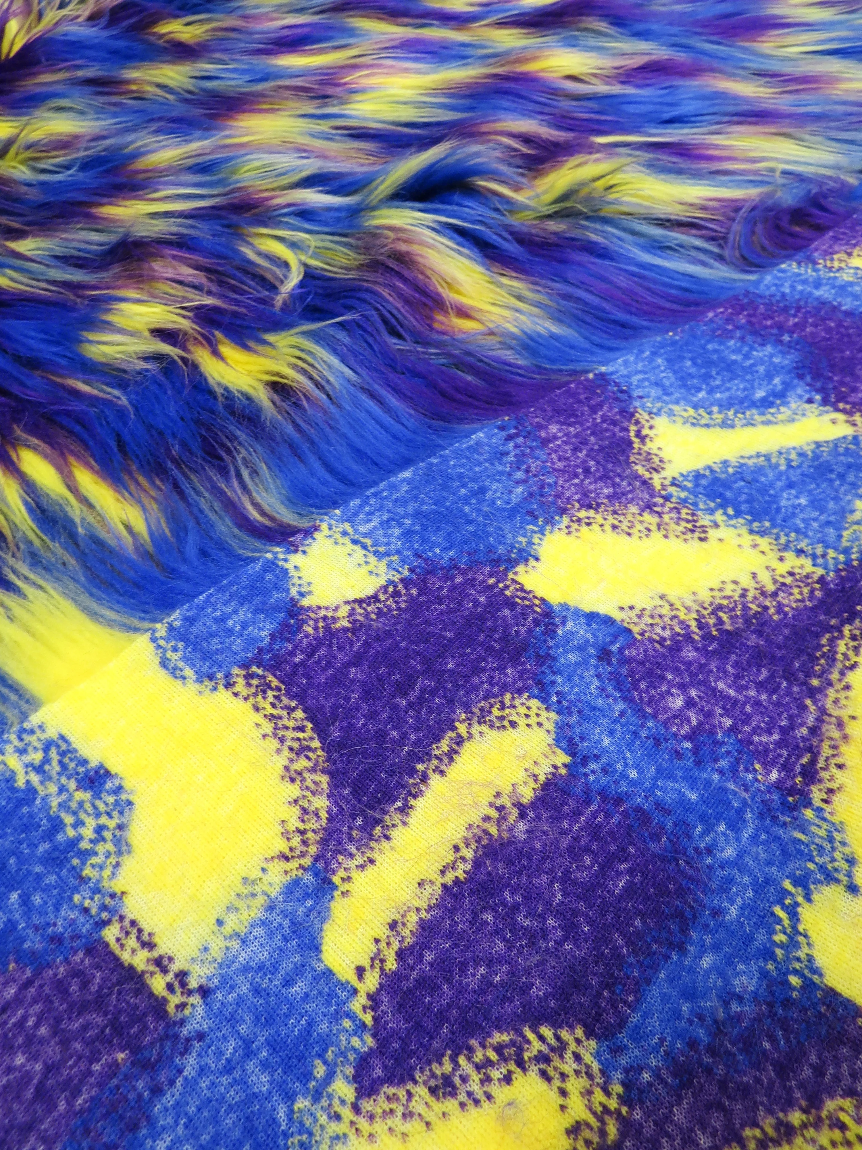 3 Tone Rainbow Shaggy Long Pile Faux Fur Fabrics / Sold by The Yard - Image 10