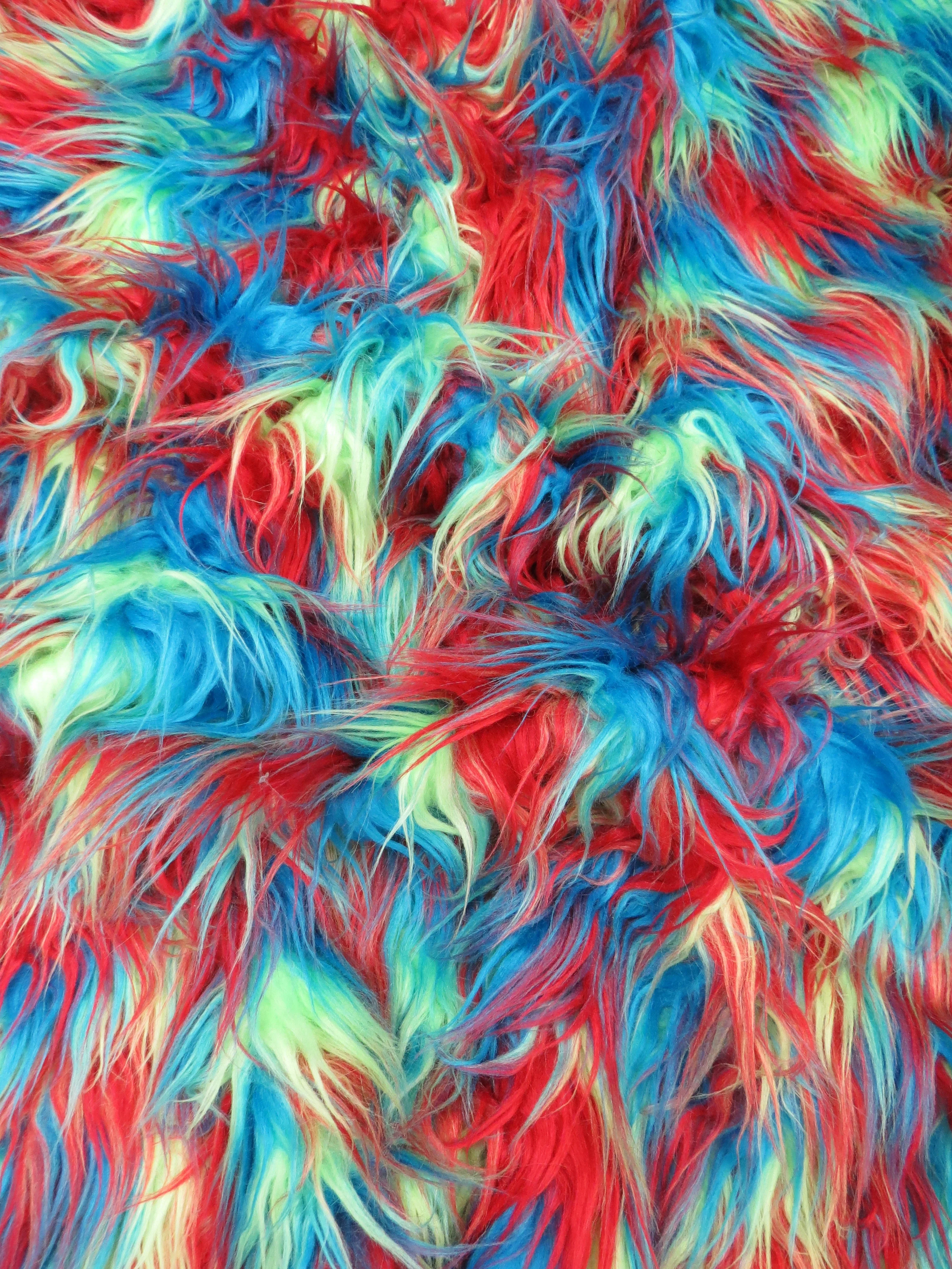 3 Tone Rainbow Shaggy Long Pile Faux Fur Fabrics / Sold by The Yard - Image 11