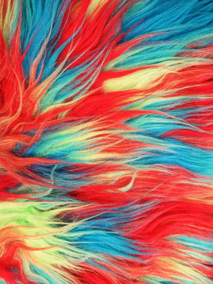 3 Tone Rainbow Shaggy Long Pile Faux Fur Fabrics / Sold by The Yard - Image 12
