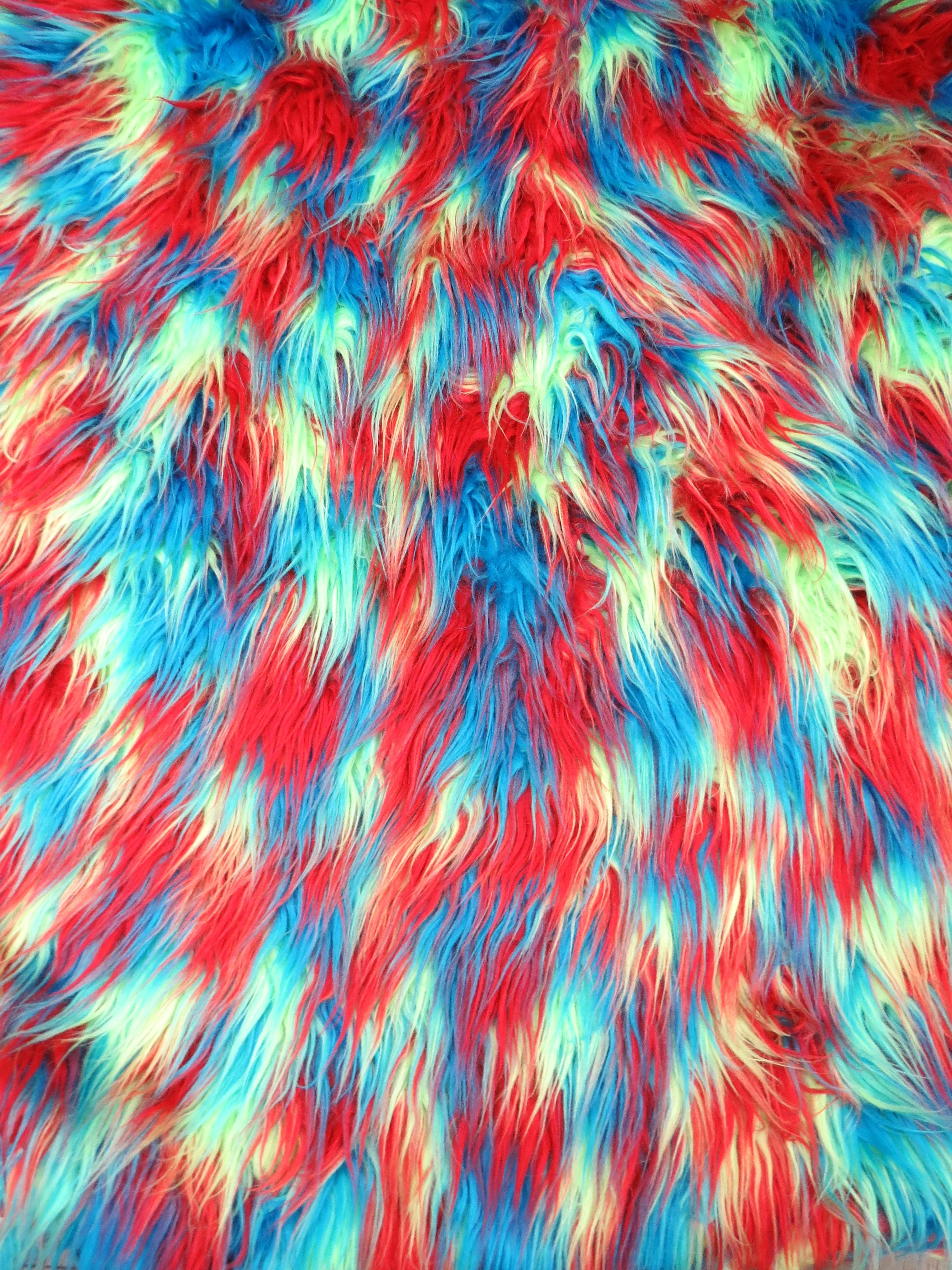 3 Tone Rainbow Shaggy Long Pile Faux Fur Fabrics / Sold by The Yard - Image 13