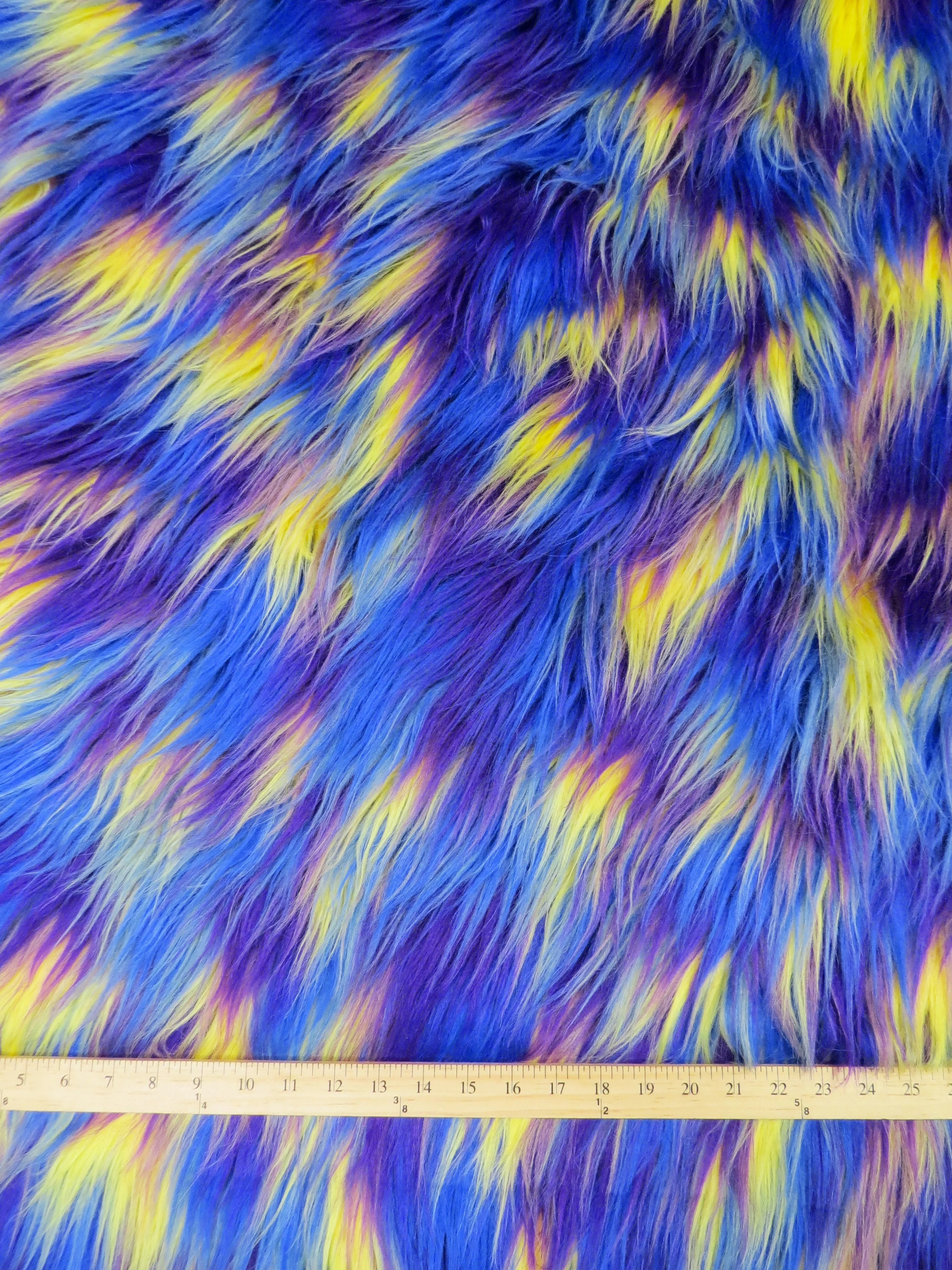 3 Tone Rainbow Shaggy Long Pile Faux Fur Fabrics / Sold by The Yard - Image 4
