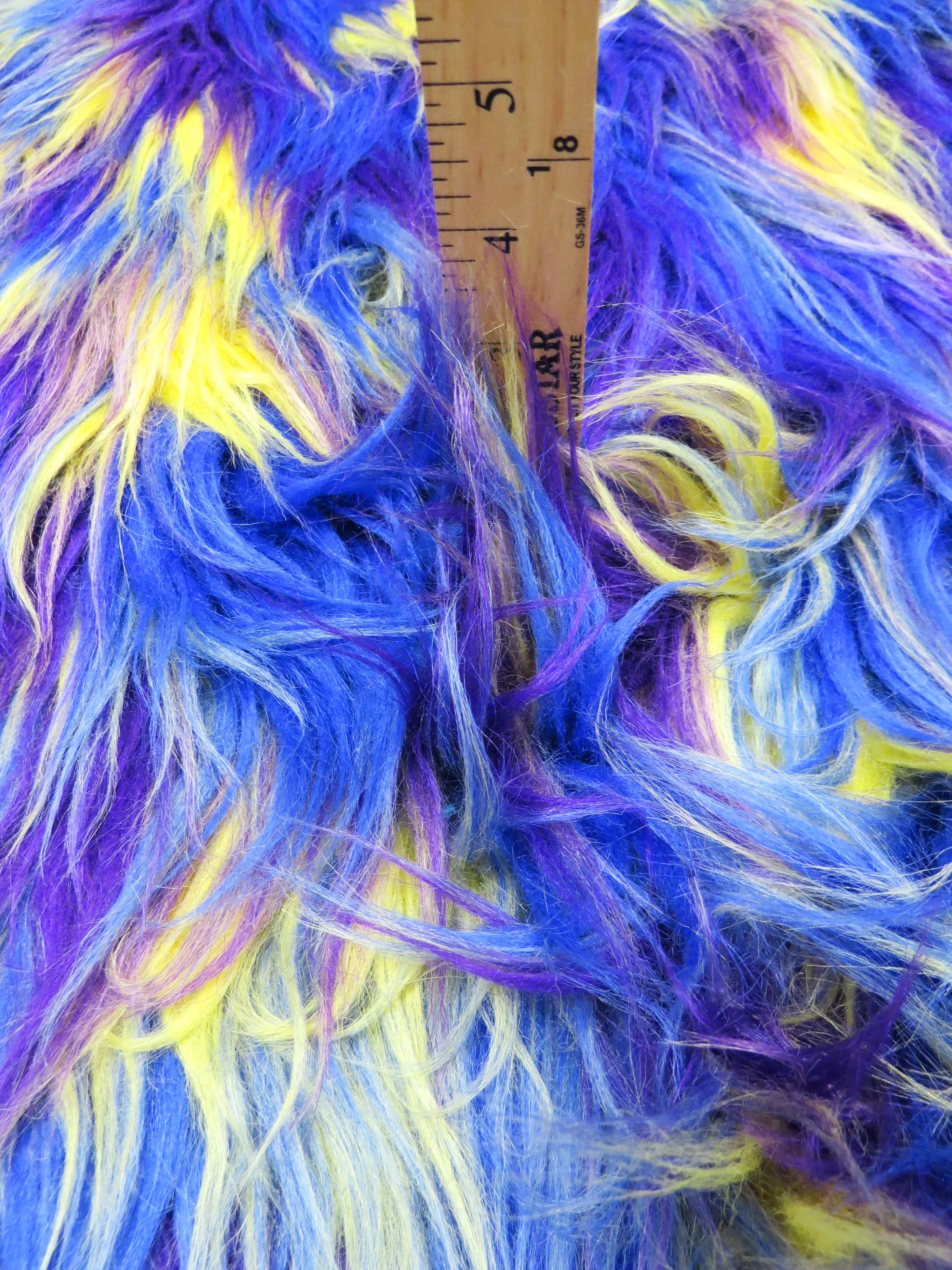 3 Tone Rainbow Shaggy Long Pile Faux Fur Fabrics / Sold by The Yard - Image 5