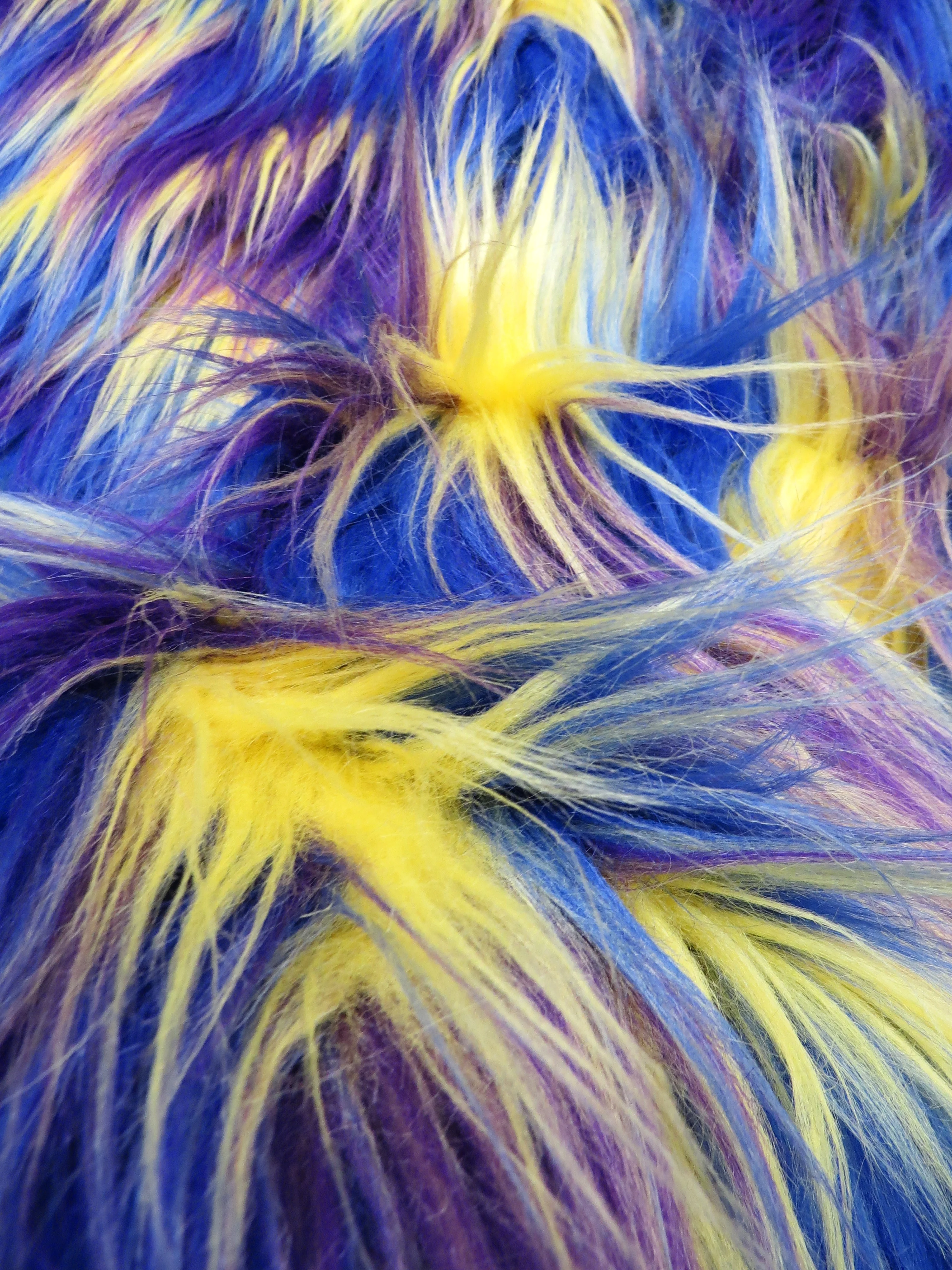 3 Tone Rainbow Shaggy Long Pile Faux Fur Fabrics / Sold by The Yard - Image 6
