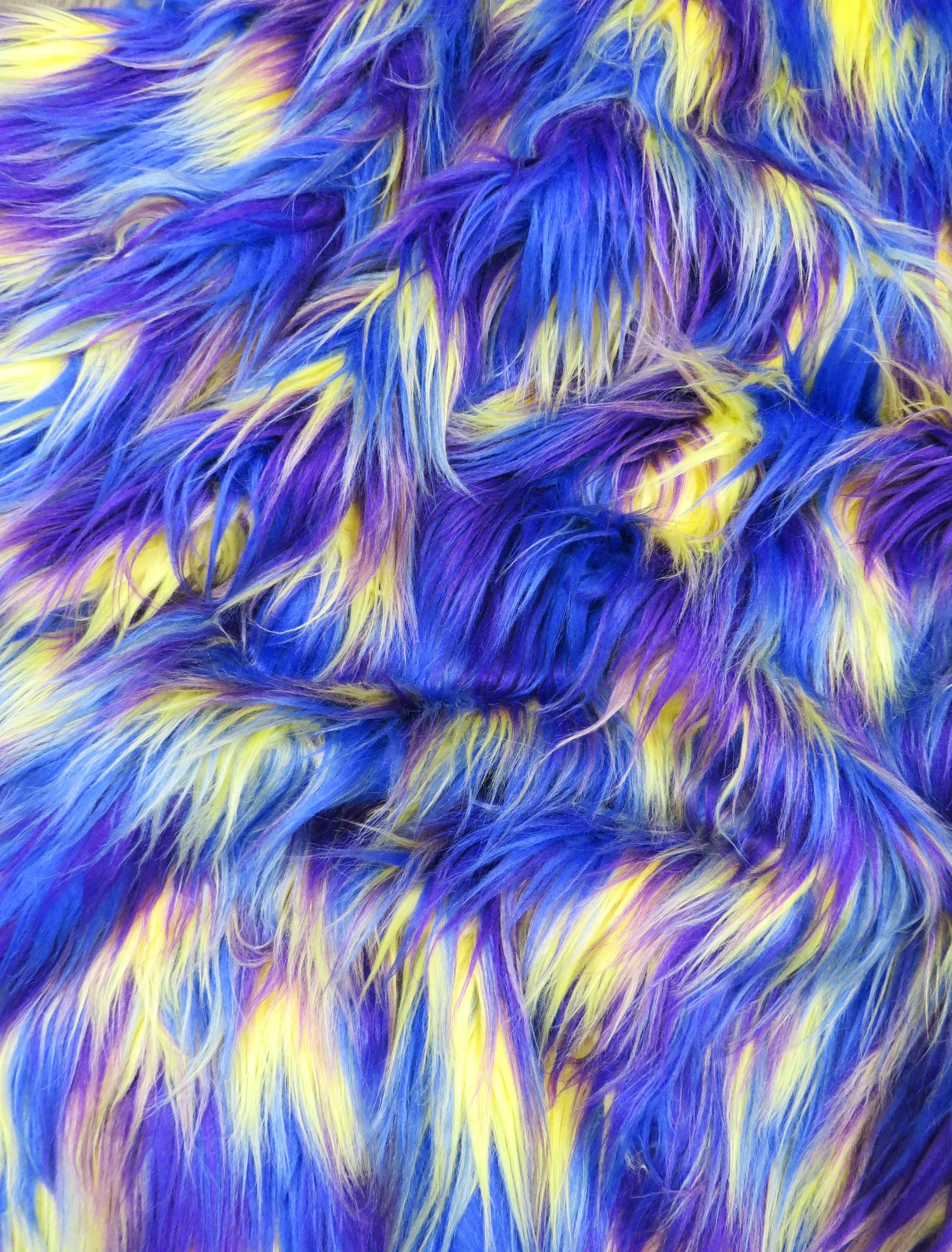 3 Tone Rainbow Shaggy Long Pile Faux Fur Fabrics / Sold by The Yard - Image 7