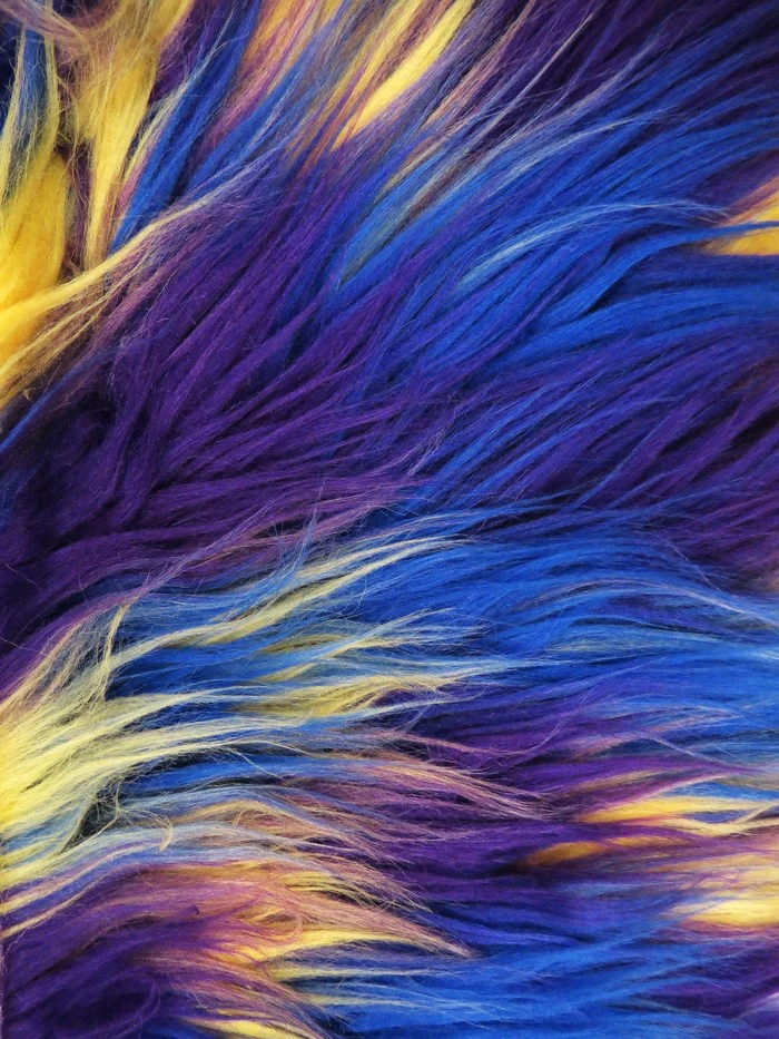 3 Tone Rainbow Shaggy Long Pile Faux Fur Fabrics / Sold by The Yard - Image 8