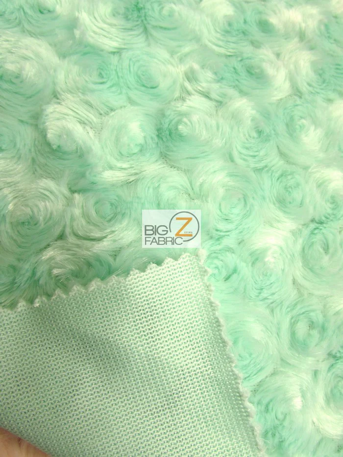 Lime Green Minky Rose/Rosette Floral Baby Soft Fabric / Sold By The Yard - Image 4