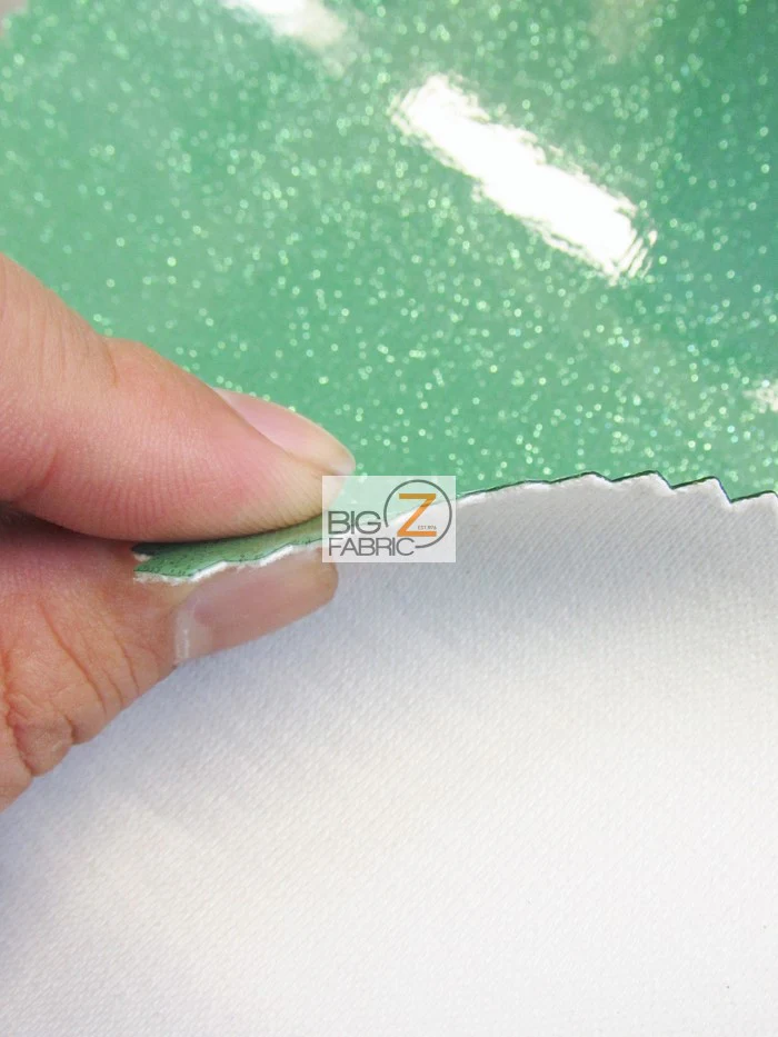 Lime Vinyl Sparkle Glitter Fabric / Sold By The Yard - Image 3
