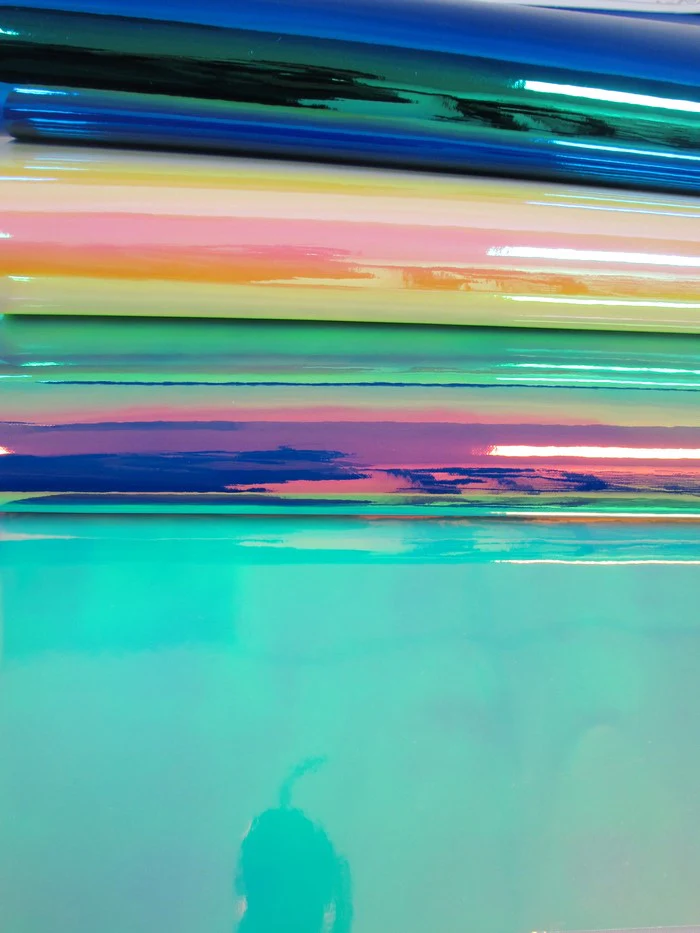 Yellow Holographic Multi-Color Chrome Vinyl Fabric / Sold By The Yard - Image 4